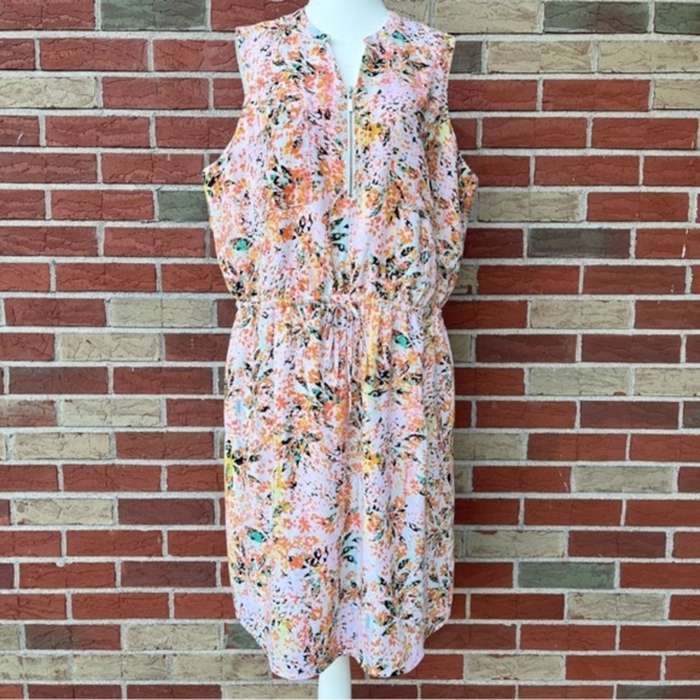 Apt. 9 Tie Waist White Orange Multicolor Sleeveless Dress 👗